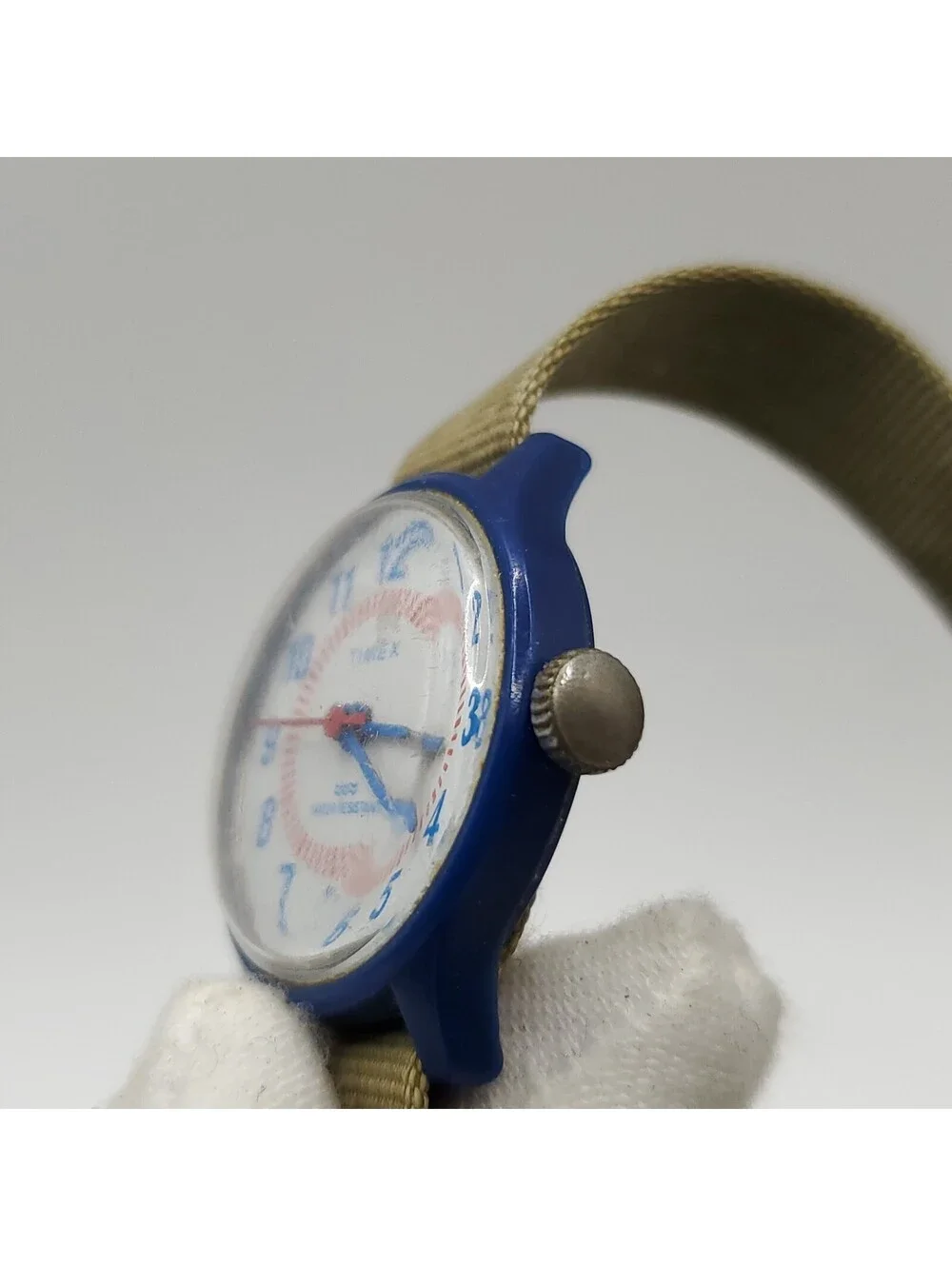 Vintage Timex Kids Mechanical Blue Watch 25mm Running